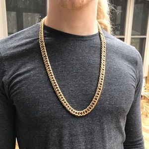 18k Gold Chain 12mm Cuban Link Curb Chain